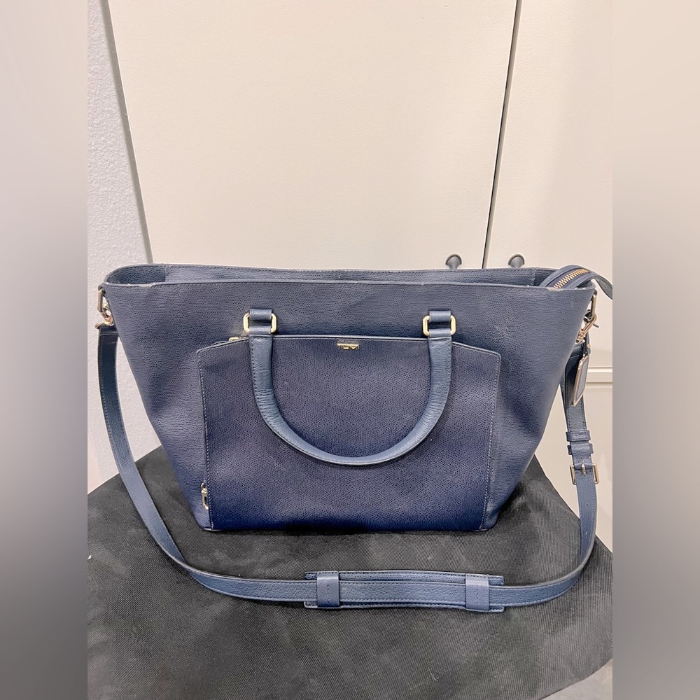 Tumi navy laptop bag - leather